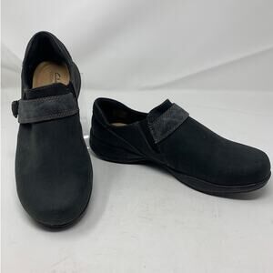 Clarks Women's Femmes Slipon Comfort Loafers Black/Gray Suede Size 8.5